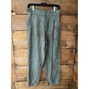 Athleta Voyager Linen Pant Sz 2 Cropped Aspen Olive Green Pockets